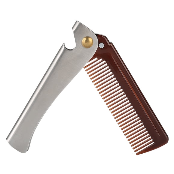 Peine para barba portátil, peine redondo de acero inoxidable, peine para bigote, peine plegable para barba, funcionalidad versátil