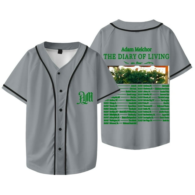 Veste de Baseball Unisexe à Manches Courtes Adam Melchor The Diary Of Living Tour Merch, T-shirts, Style 10, L