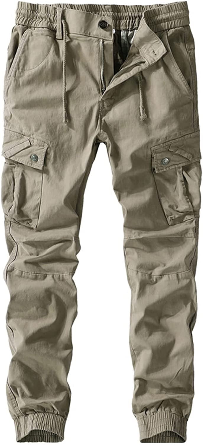 PIKADINGNIS Men Stretch Waist Cargo Pants Work Pants Lightweight