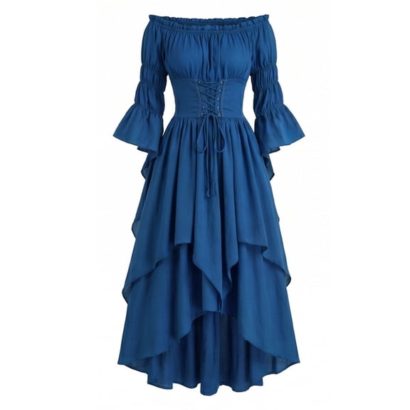 FASHOFT Gothic Punk Dress for Women Halloween Cold Shoulder Butterfly Sleeve Christmas Cosplay Party Dress L