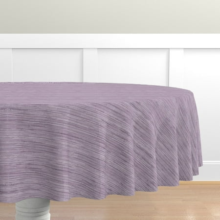 

Cotton Sateen Tablecloth 90 Round - Soft Lavender Lilac Violet Grasscloth Look Faux Texture Print Custom Table Linens by Spoonflower