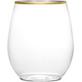 thumbnail image 3 of PLASTICPRO 12 Oz Disposable Stemless Wine Glasses Clear and Gold Rim Plastic Cups for Party, 6-Pack, 3 of 3