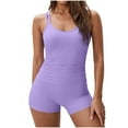 thumbnail image 3 of UPPADA Womens Two Piece Tankini Set Solid Spaghetti Straps Swimsuits with Brief Tummy Control Modest Bathing Suits Full Coverage 2 Piece Beachwear Swim Suit Tops for Women Purple,L, 3 of 8