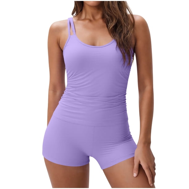 Traje de Baño Sexy para las Mujeres, Monocromático Hombro Conservador de Dos Piezas para la Playa de Verano Y la Piscina