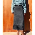 thumbnail image 4 of Suede Skirts for Women Fall Winter Midi Pencil Skirt with Tassel Dark Gray XL, 4 of 7