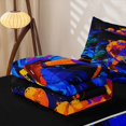 thumbnail image 5 of Erosebridal Hockey Player Zipper Twin Comforter Sets with Fitted Sheet and 2 Pillowcases for Boys Men, Ink Splash Print Zipper Bedding Set, Orange Blue, Black Reversible, 4pcs, 5 of 7