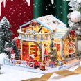 thumbnail image 4 of EUDIDV Christmas Products Christmas Wooden DIY Glowing Christmas House Puzzle Ornaments Toys Festive Supplies, 4 of 7