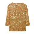thumbnail image 4 of Gold Womens Tops Long Sleeve Sparkly Shirts for Women Casual Crewneck Fall Glitter Tops Loose Fit Fashion Shiny Graphic Blouse Shirts for Women, 4 of 4