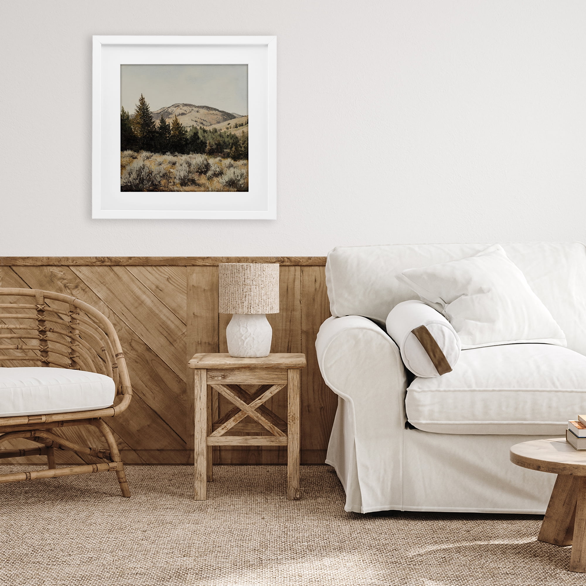 Stupell Industries Cedar Mountain View White Framed Print Under Glass, design by Petal Prints Design