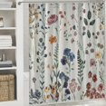 thumbnail image 4 of COMIO  Ink Floral Shower Curtain, Colorful Flower Shower Curtain for Bathroom, Waterproof Fabric Shower Curtain Set, Bathroom Decoration with 12 Hooks, 4 of 5