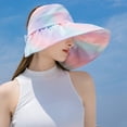 thumbnail image 4 of Lroveb Sun Visors for Women Outdoor Rainbow Colored Large Brimmed Hat Face Shielding Empty Top Baseball Cap, 4 of 4