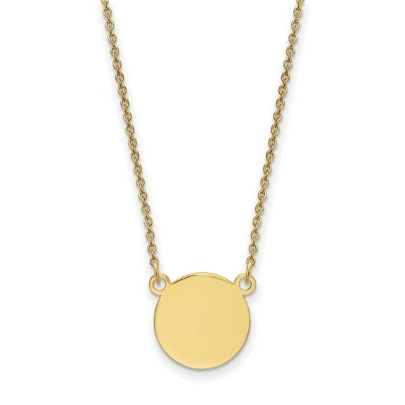 Primal Gold 14 Karat Yellow Gold Plain 0.018 Gauge Circular Disc 18-inch Necklace
