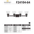 thumbnail image 2 of Sunset Lighting Riella 4Lt Mb Vanity With Clear Seeded Glass F24104-64, 2 of 2