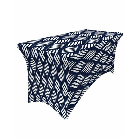 

Lines Geometric Navy Blue Elastic Table Skirt Wedding Birthday Table Decoration Table Skirt Tablecloth for Party