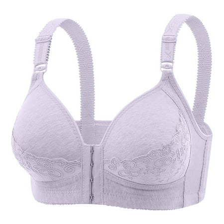 Ladies Bras Comfort Bras for Women Everyday Bra Womens Wirefree Bras Middle Aged and Elderly Bras without Steel Rings Large Size Underwear Front Button Style Bra Comfortable Bra