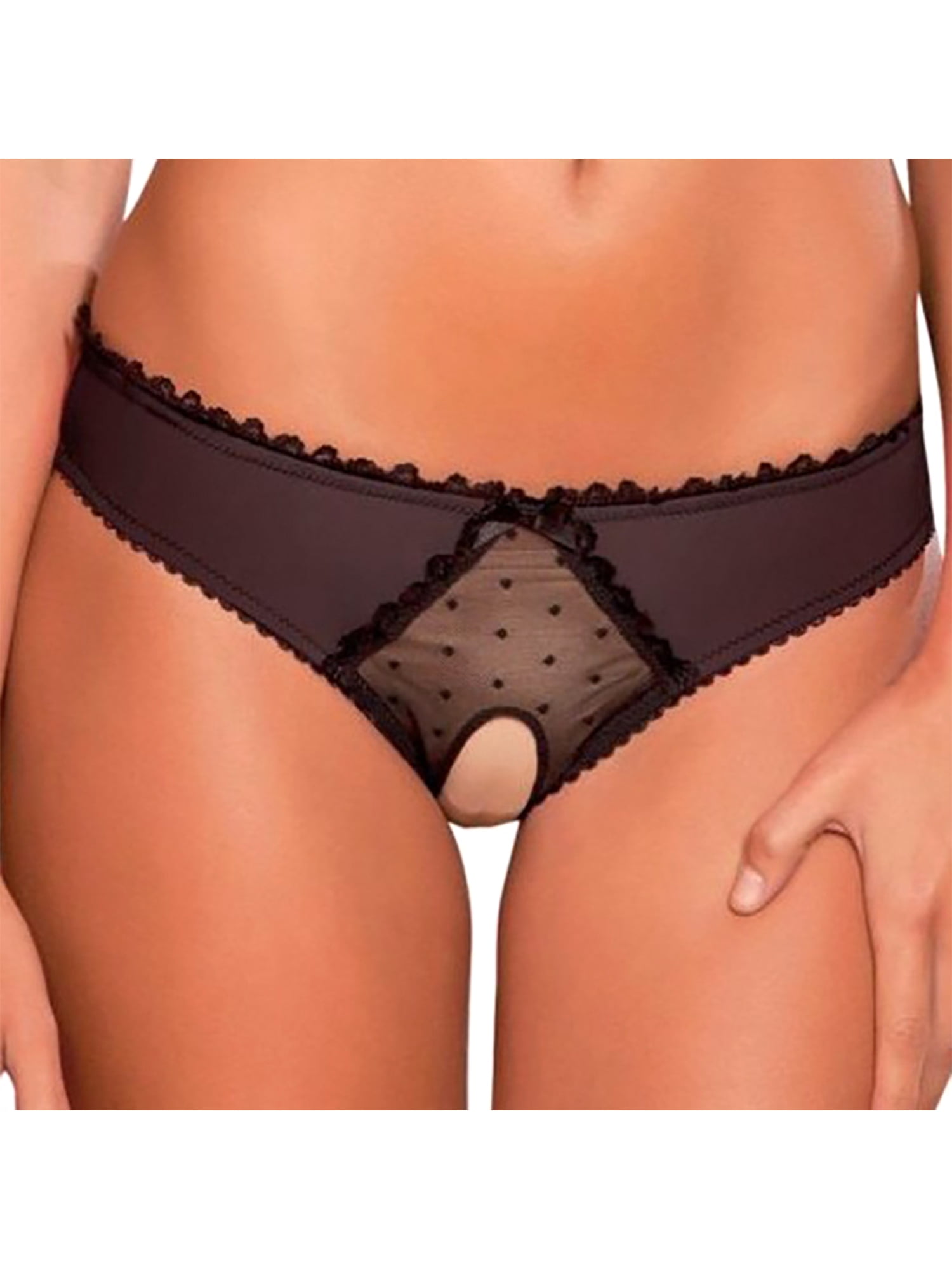 Womens Lace-up Panties Lingerie G-string Silk Satin Underwear Briefs Knickers 