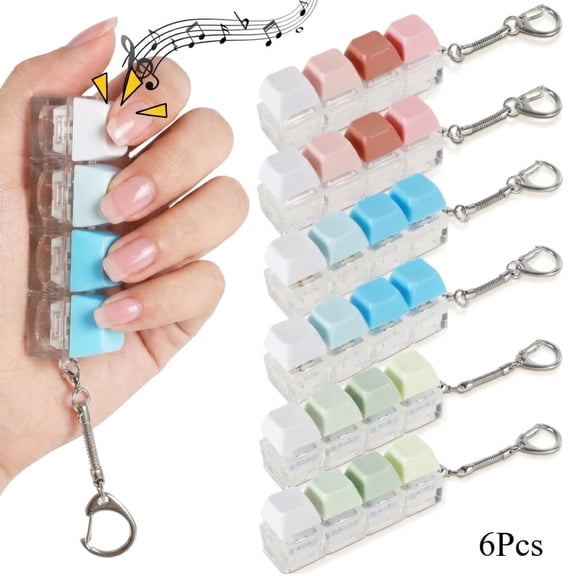 Generic 6 Pack Keyboard Shaped Fidget Clicker Keychains, Stress Relief Decompression Toys for Adults