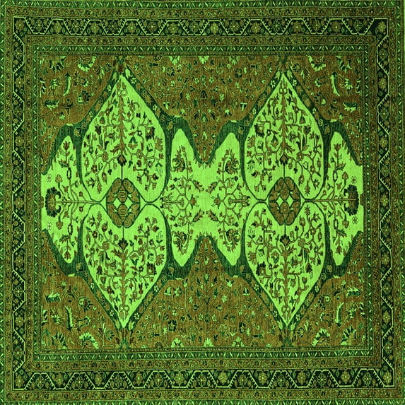 Ahgly Company Indoor Square Abstract Green Modern Area Rugs, 4' Square