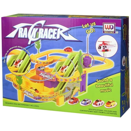 Incredible Track Racer PlaySet with Sound/Music | Battery Operated Sport Racing Cars and Spinning Helicopter Building Track Set | Safe and Durable | Great Gift Fun Toy for Toddlers and Kids, Car (Best Race For Tera)