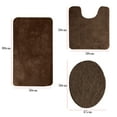 thumbnail image 3 of Bathroom Rug Set, 3 Pieces Shaggy Soft Polyester Non-Slip Mats Absorbent Toilet Mat,Rectangular Area Rug, U-Shaped Bath Mat, Elongated Toilet Lid Cover (Brown), 3 of 5