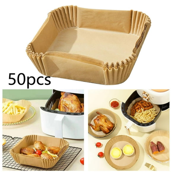 Revestimiento de papel desechable para freidora de aire, 50PCS Papel antiadherente para freidora de aire, Papel para hornear, a prueba de aceite, a Macarena Papel pergamino