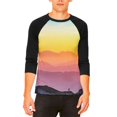 thumbnail image 1 of Rainbow Sunset Mountains Mens Raglan T Shirt, 1 of 2