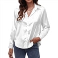 thumbnail image 3 of Blusas de Satén con Cuello en V y Larga para Mujer, Blusas de Seda de Verano, Moda 2025 L, 3 of 9