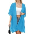 thumbnail image 2 of JuneFish Women Beach Kimono Swimsuit Bathing Suit Cover Up Swimwear Sheer Chiffon Cardigan Tops, 2 of 7