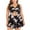 Black, variant on Hvot&aat Women's Plus Size One Piece Swimsuit V Neck Cutout Drawstring Tankini Flowy Hem Printing Bathing Suits