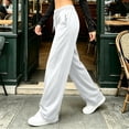 thumbnail image 4 of Ozmmyan Womens Fleece Wide Leg Sweatpants for Womens Drawstring Elastic Waist Baggy Lounge Pants with Pockets, 4 of 5