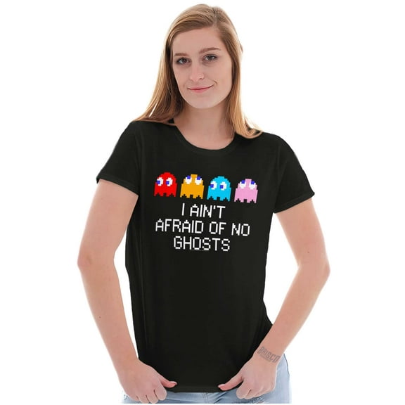 PACMAN I Ain't Afraid of No Ghosts Women's T Shirt Ladies Tee Brisco Brands S