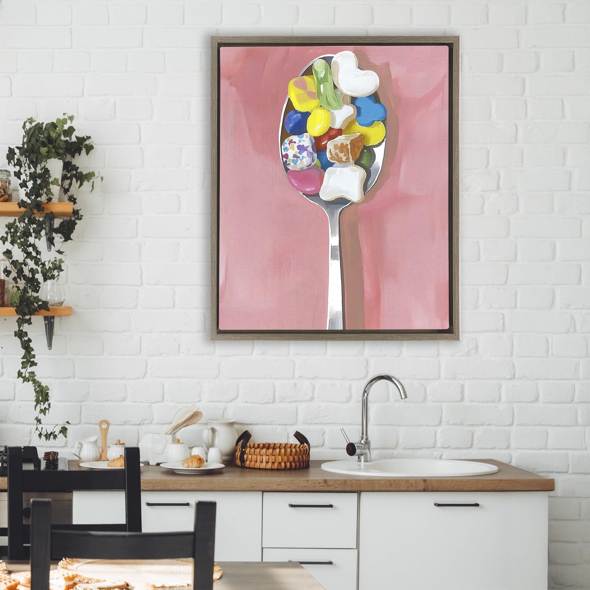 Stupell Industries Nostalgic Fun Breakfast Spoon Brown Framed Floater Canvas Wall Art, design by The Prints Vibe
