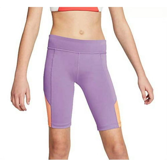 Nike Girls' Trophy 9'' Biker Shorts Violet Star/Orange Chalk Small CJ7562-589