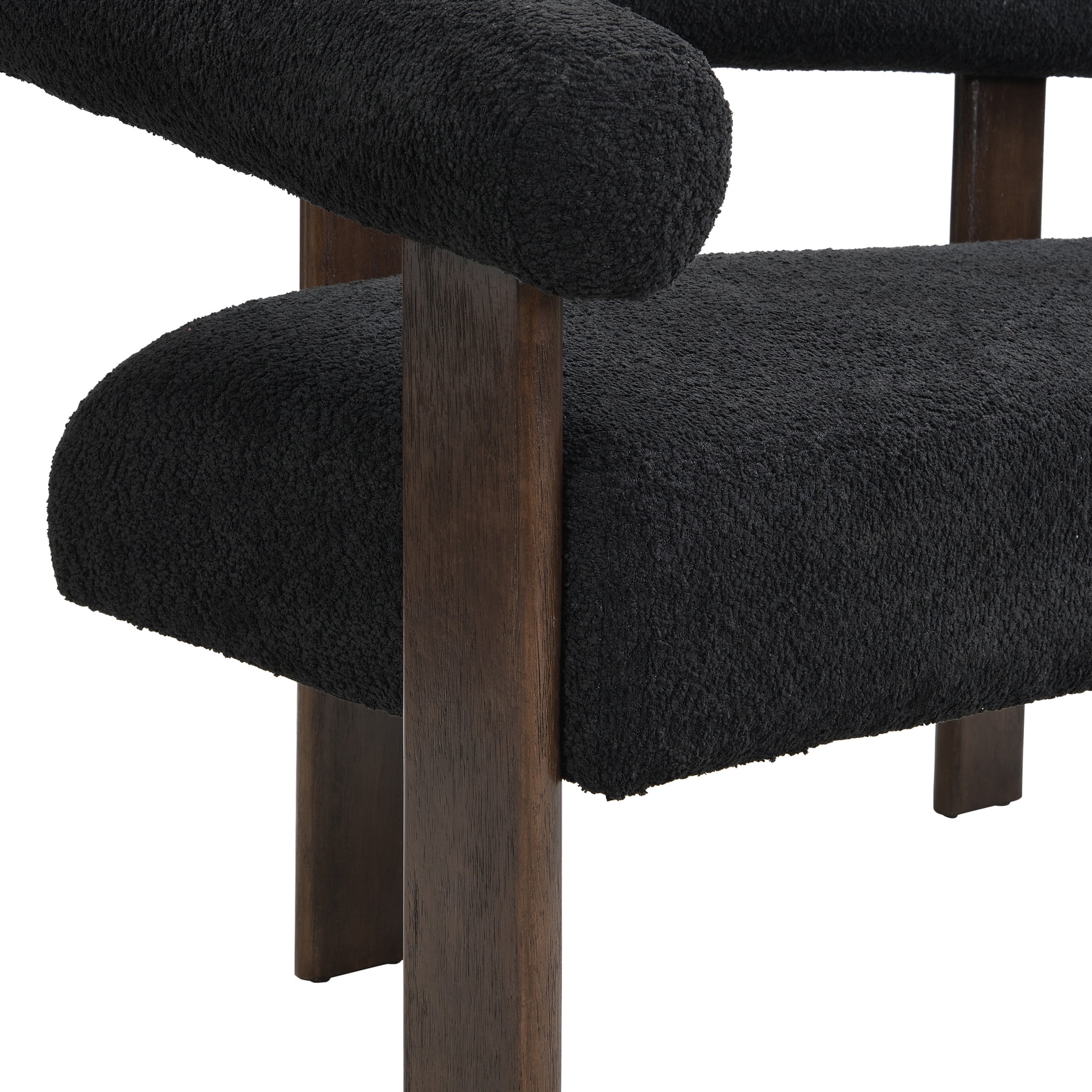 Christopher Knight Home 53" Curved Arm Upholstery Loveseat, Wood Frame, Modern Accent Sofa, Black+Brown