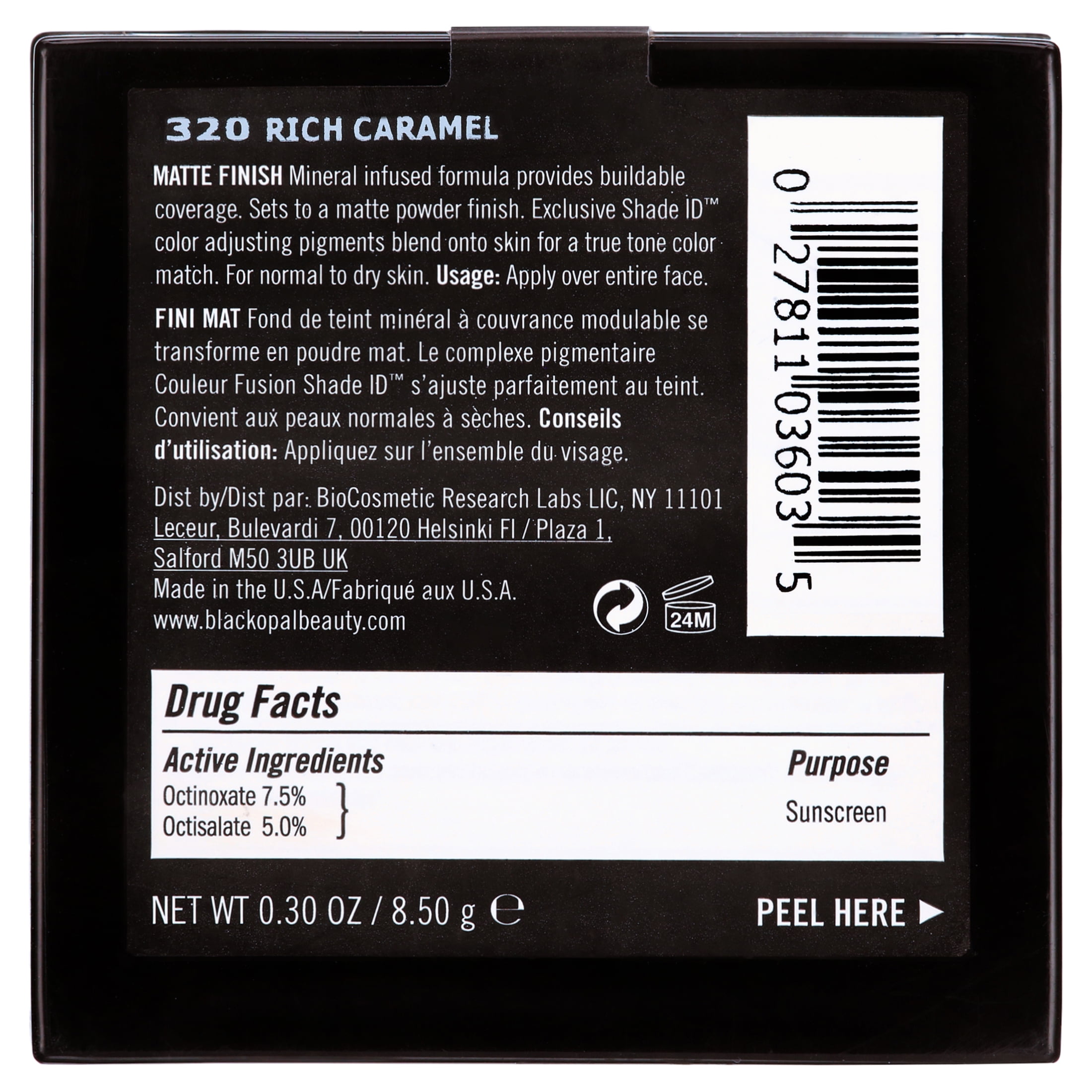 BLK/OPL True Color Mineral Matte Crème Powder Foundation SPF 15, Rich Caramel, 0.30 oz, Medium to Full Buildable Coverage, Hides Imperfections