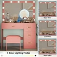 thumbnail image 5 of Dextrus Adult Pink Vanity Desk Set LED Mirror, Outlets & Stool – 4 Drawers, 3-Color Lights, 5 of 5