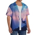thumbnail image 2 of Goofa Night Sky Elk Printed Men's Casual Short-sleeved Shirt,Lightweight Breathable Button-down,Summer Casual men's top,Versatile Fashion shirt-3X-Large, 2 of 7