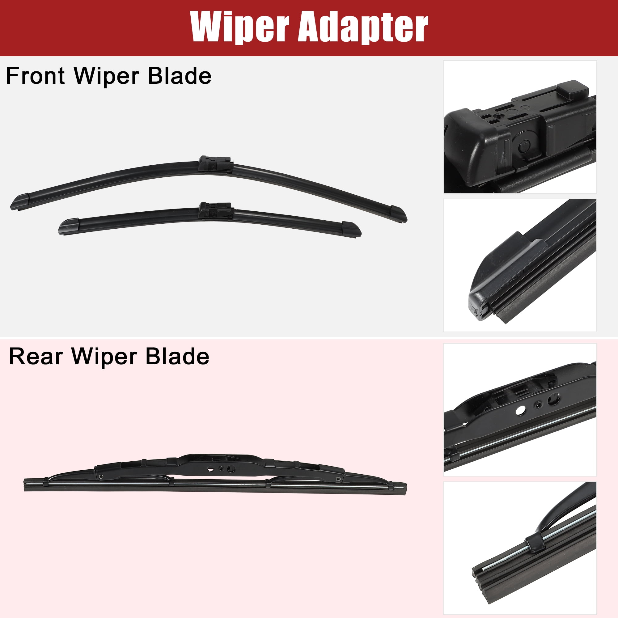 Unique Bargains 24 Inch 17 Inch 13 Inch Front Rear Windshield Wiper Blade Replacement Set