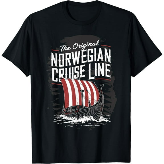 The Original Norwegian Cruise Line Viking Ship T-Shirt men and women can wear, black, white, gifts