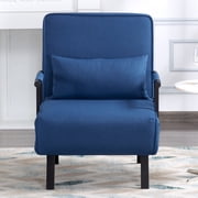 Gewnee 26” 4-in-1 Foldable Sofa Bed Chair - Metal Frame Foam Filled Polyester for Guest Room, Small Apartment, Home Office,Blue