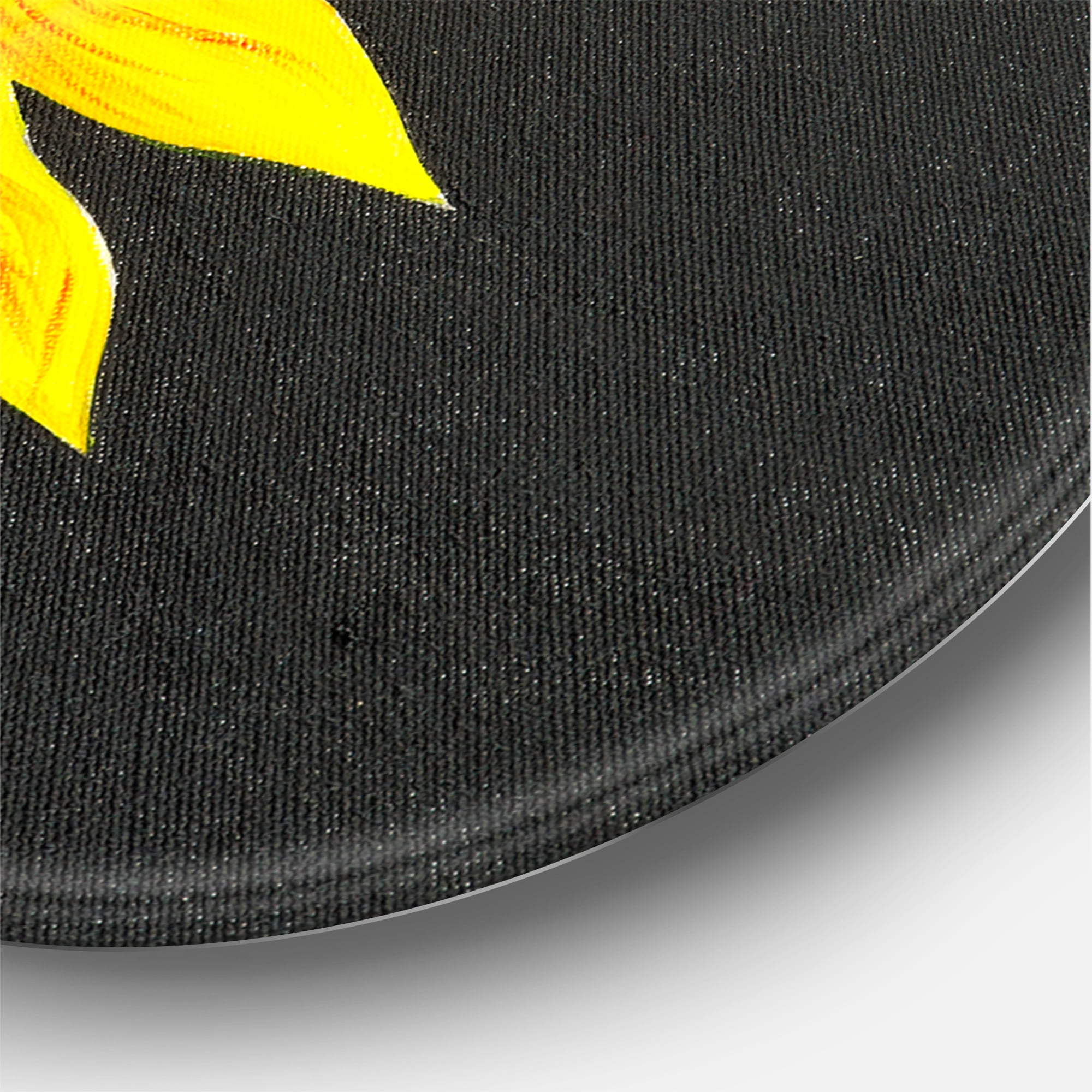 Designart 'Yellow Sunflower On Black' Traditional Circle Metal Wall Art 11x11 - Disc of 11