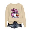 thumbnail image 2 of YVNAURA Women’s Oversized Funny Halloween Graphic Sweatshirt Crewneck Long Sleeve Pullover Cute Fall Loose Fit Spooky Season Top Casual Party 1 Pack, Beige,L, 2 of 5