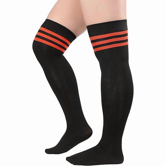 Eryueer Thigh High Socks Long Over Knee High Socks for Women Casual Athlete Striped Knee High Stocking