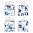 thumbnail image 2 of Balery Playful Penguins and Snowmen Porta Pañuelos de Cuero con Estampado – Funda Moderna Cuadrada para Caja de Pañuelos, Dispensador 5x5x5'', 2 of 7