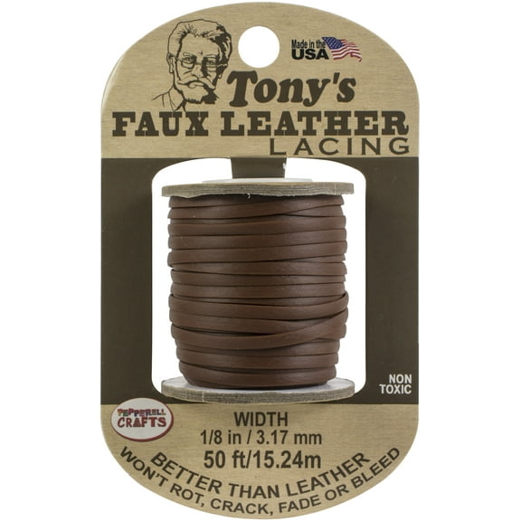 Pepperell Crafts Tony's Faux Leather Lacing 1/8"X50ft-Brown