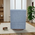 thumbnail image 4 of Swivel Accent Barrel Chair, Modern Upholstered Lounge Reading Chair with Solid Wood Armrests & 360 Degree Swivel Base, Comfy Armchair Single Sofa Chair for Living Room, Bedroom, Office, Blue, 4 of 7