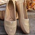 thumbnail image 6 of Pandaie Women's Orthopedic Leather Loafers Comfortable Slip on Walking Ballet Flat Shoes Breathable Business Work Casual Driving Moccasins Beige Size 6, 6 of 9