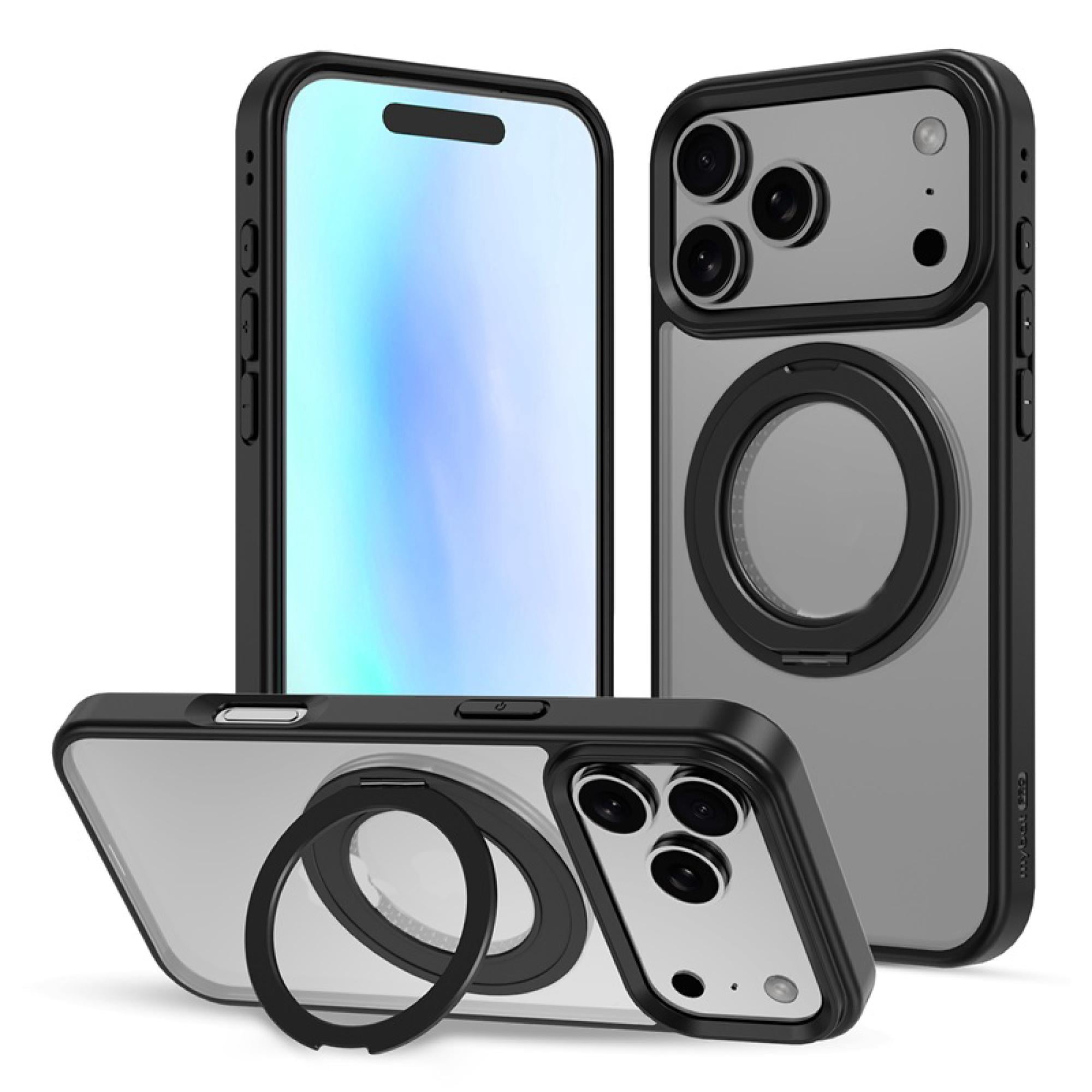 3-in-1 iPhone 17 Pro Max Protection Bundle – 3-Pack Tempered Glass Screen Protectors, Camera Lens Protector & 360° Ring Stand Case