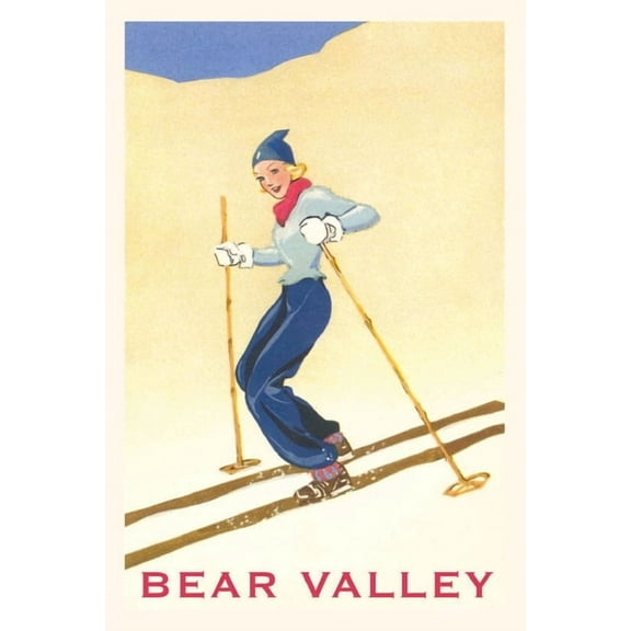 Pocket Sized - Found Image Press Journals: The Vintage Journal Woman Skiing Down Hill, Bear Valley (Paperback)