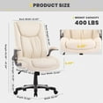 thumbnail image 3 of COLAMY Large Heavy Duty High Back Executive Computer Office Desk Chair Flip-up Arms Wide Thick Seat for Home Office 400LBS Ivory, 3 of 5